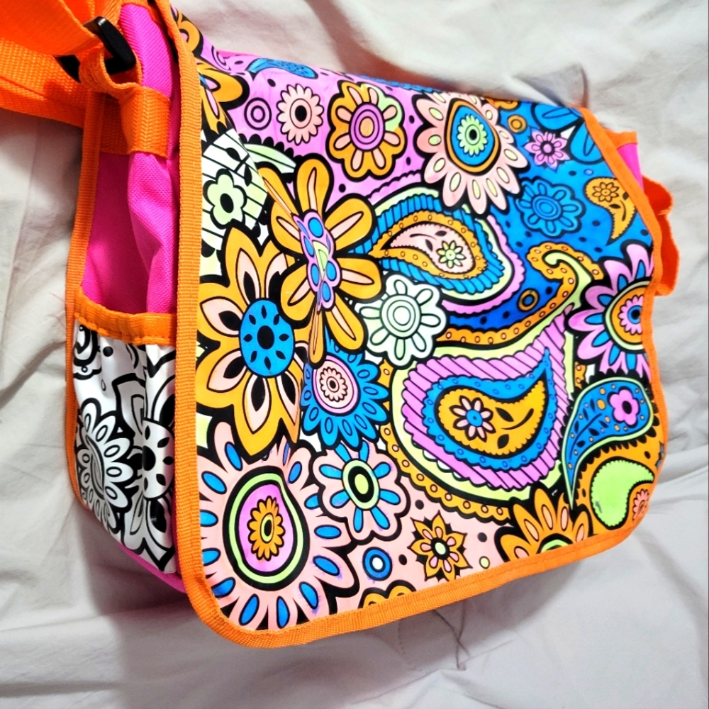 Colorful Paisley and Floral Messenger Bag